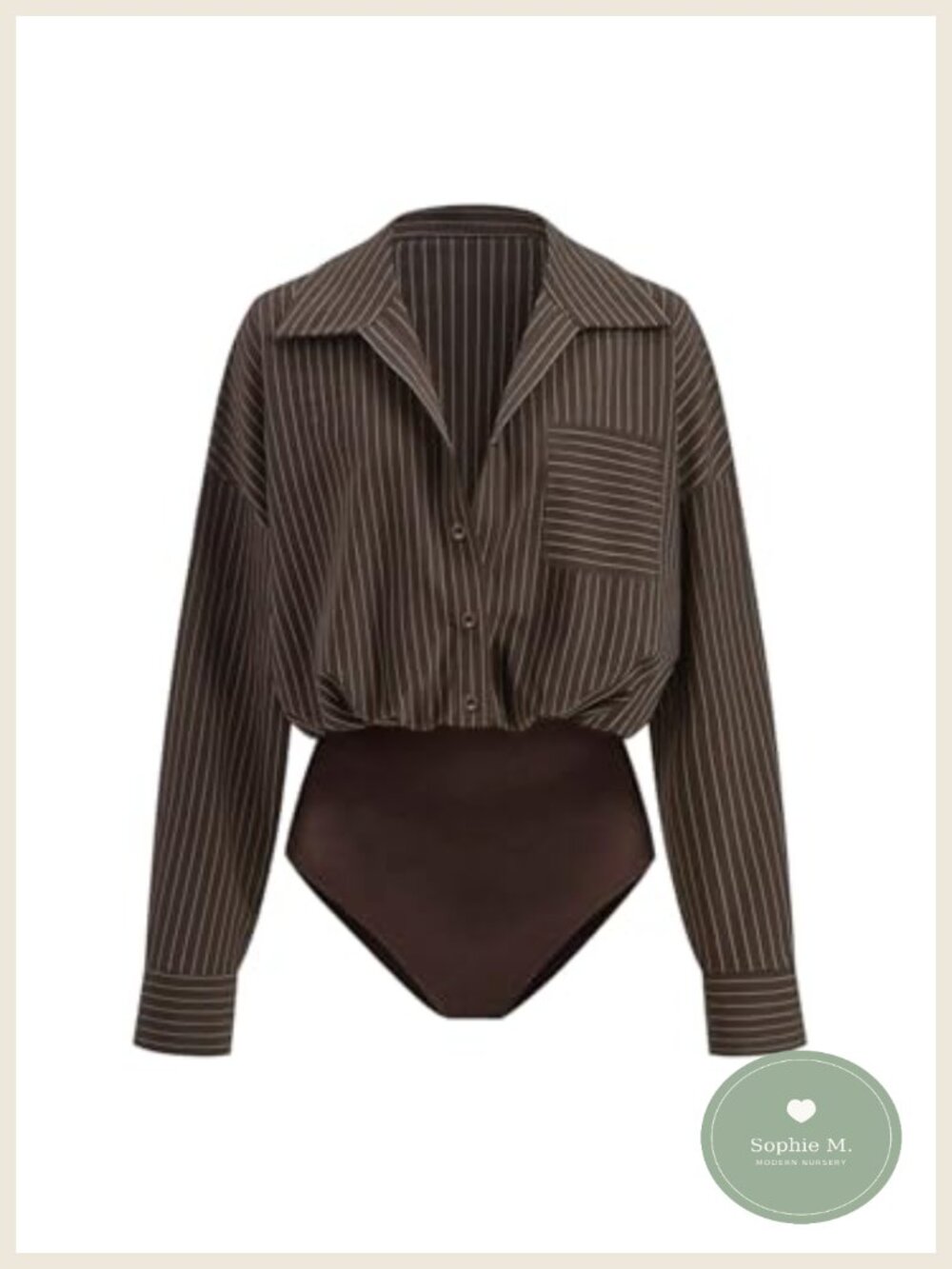Long Sleeve Striped Button Down Bodysuit Women's Tummy Control Work Shirt